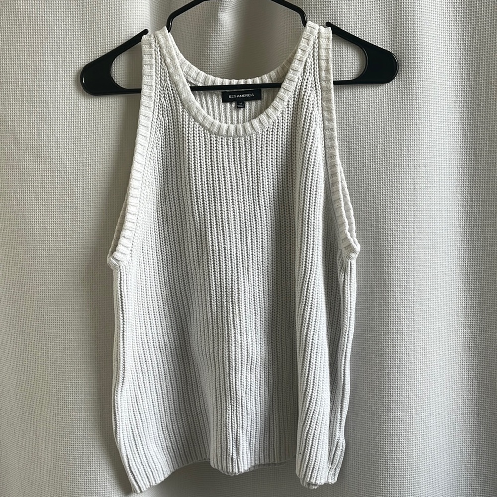100% cotton White knit sweater tank top